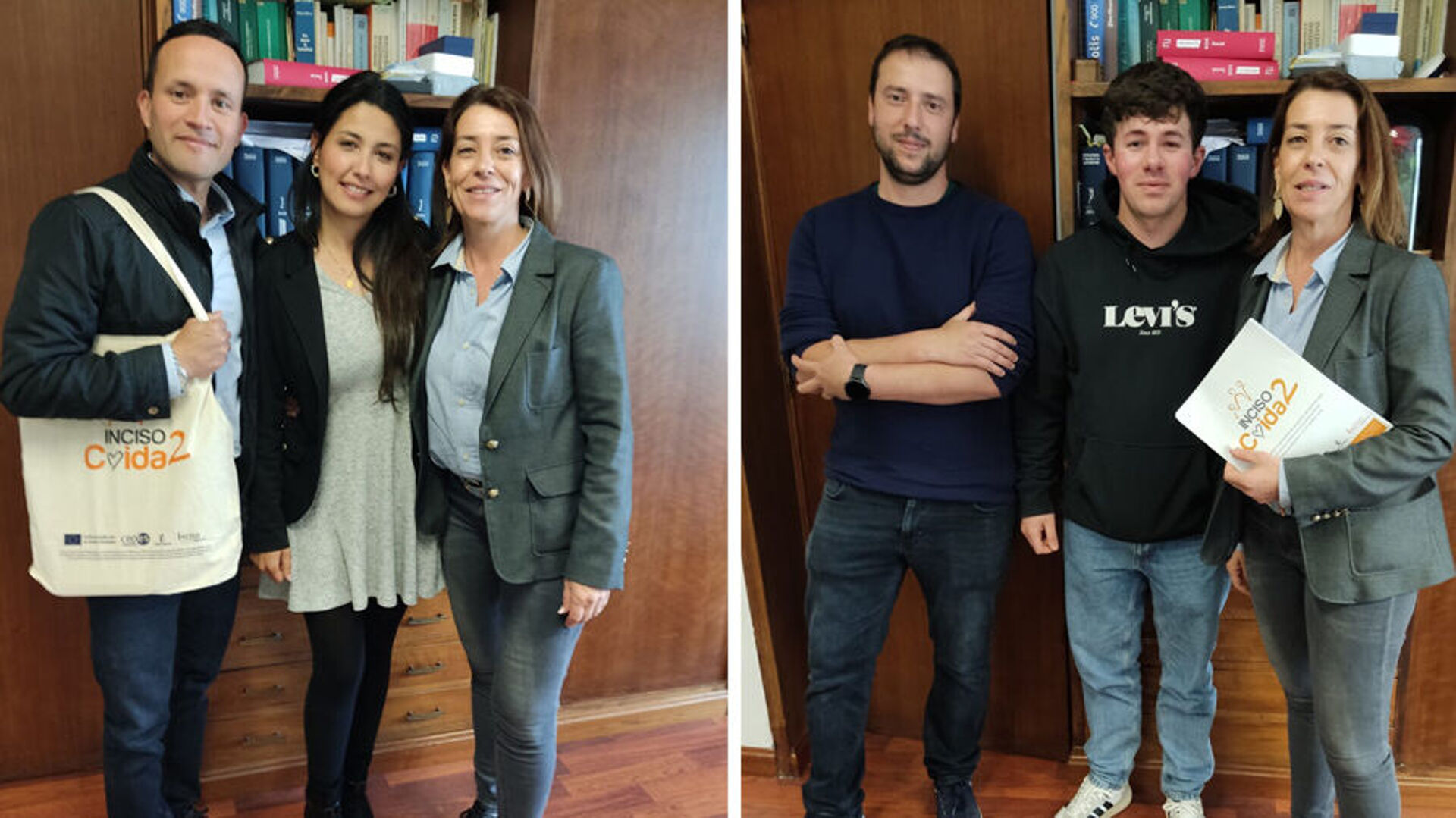 La directora de Emprendimiento de INCISO Cuida2, con los emprendedores en la Notaría